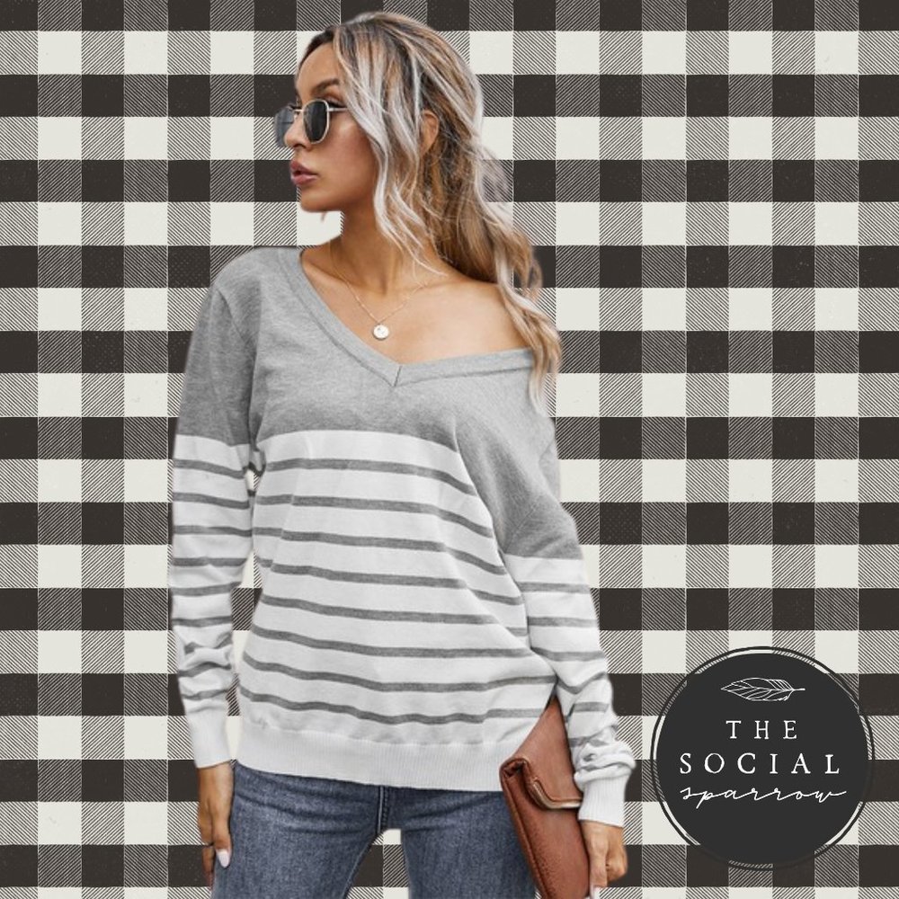 Gray Stripe Sweater
